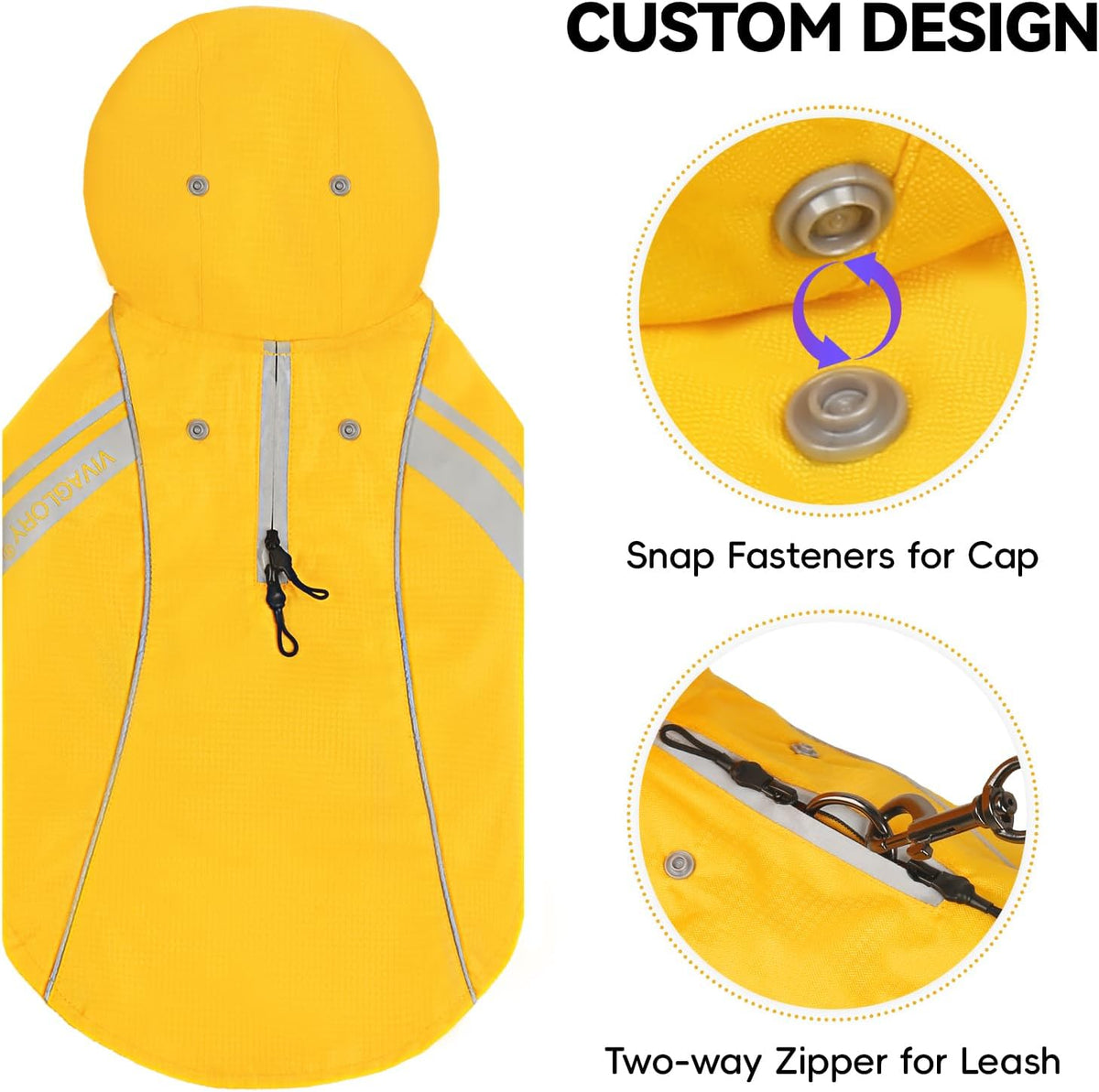 Vivaglory lightweight puppy raincoat elastic cap buckle detail