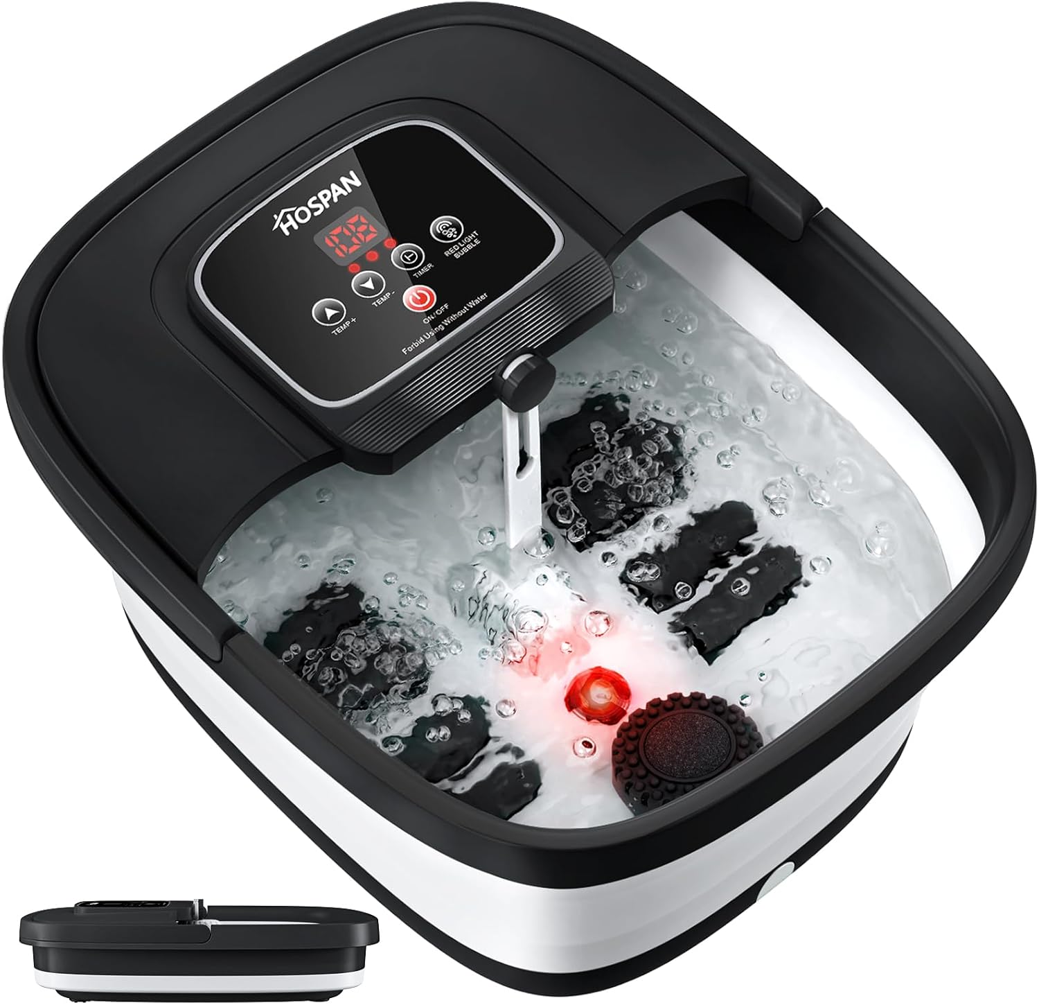 Hospan collapsible foot spa front view with heat and bubbles