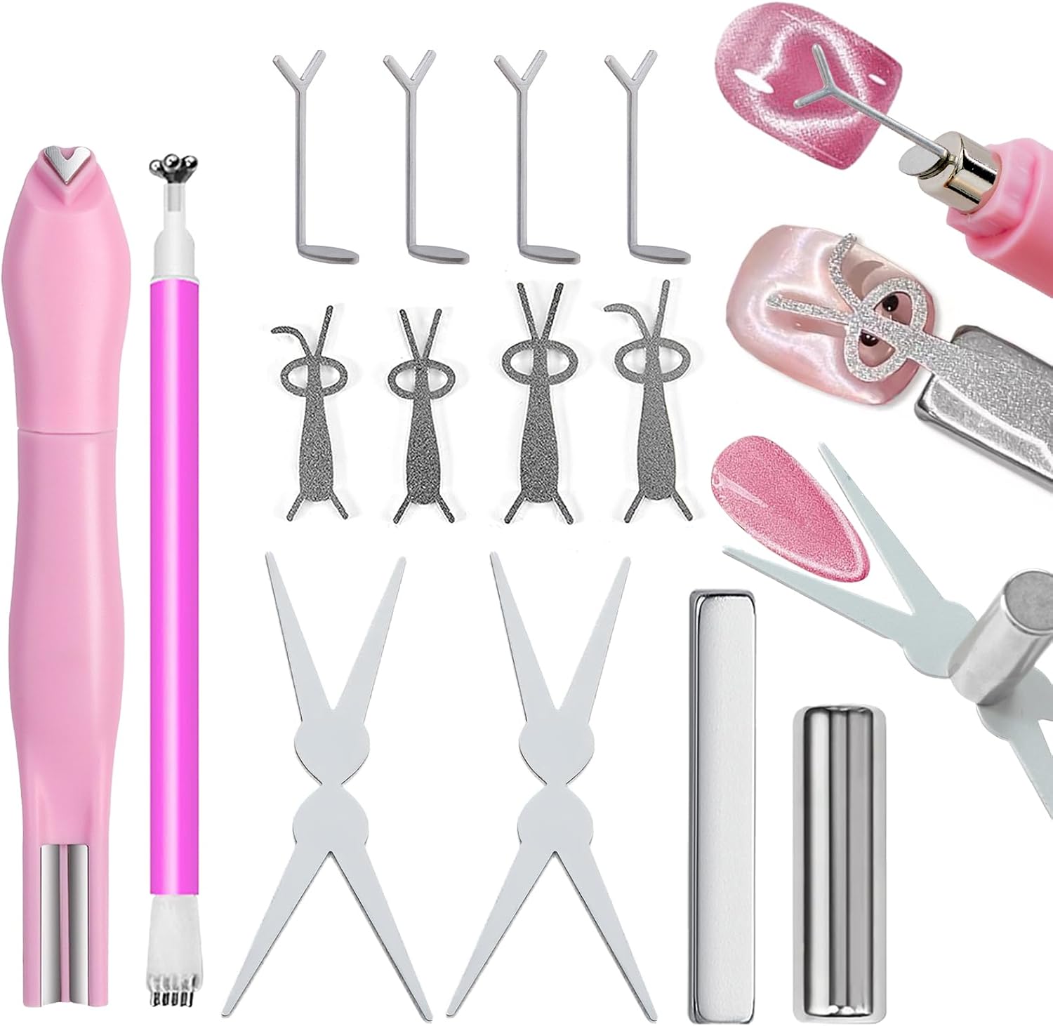 Ruby Face 14 piece cat eye nail magnet set front view