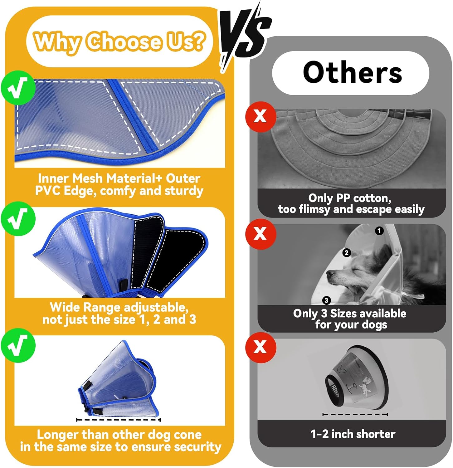 Vithael soft dog cone interior structure and comfort lining