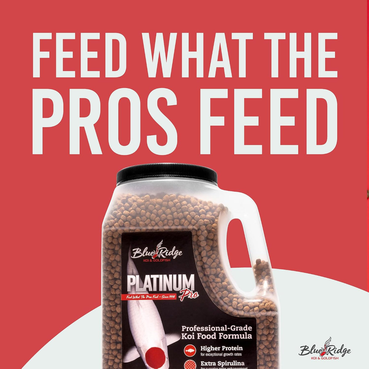 Blue Ridge Platinum Pro fish food 4.5 pound package label