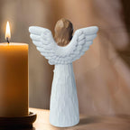 Back view of the high-quality polyester resin angel wings on the pet loss memorial.
