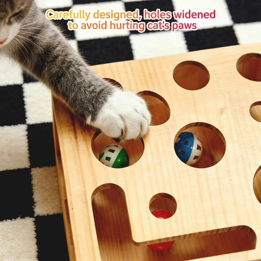 Close up view of the feline safe sandpaper surface inside the cat scratcher puzzle box.