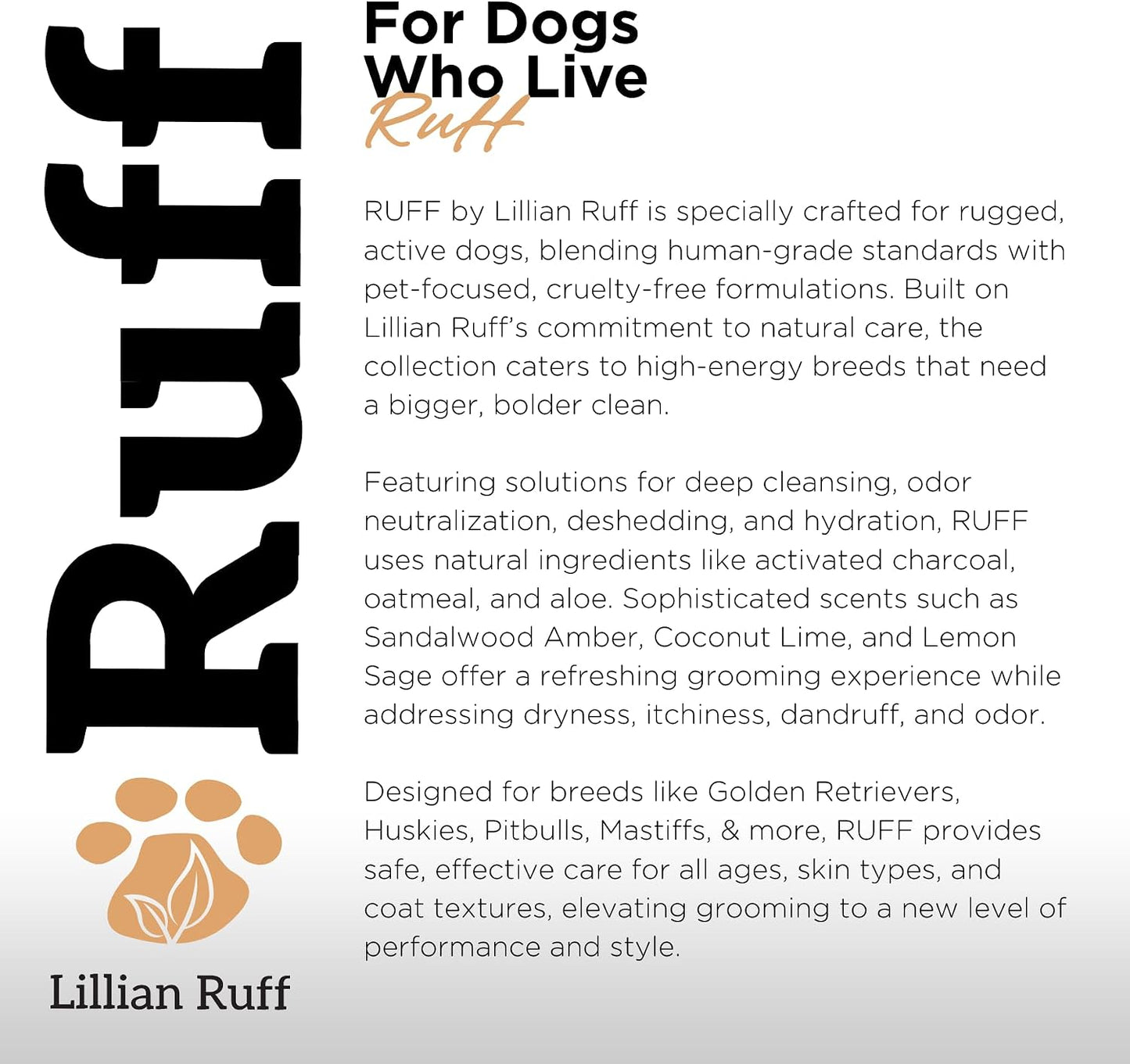 Premium Lillian Ruff lavender coconut scented oatmeal dog conditioner and shampoo texture visual