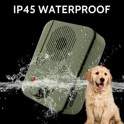 Generic dog bark deterrent device placed on outdoor garden table