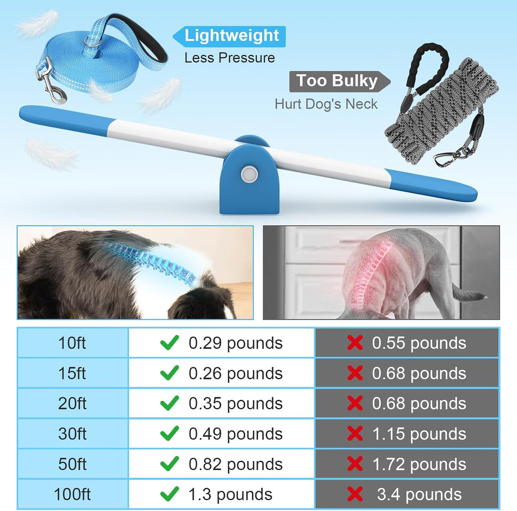 XiaZ blue pet training leash with cushioned grip hand protection.