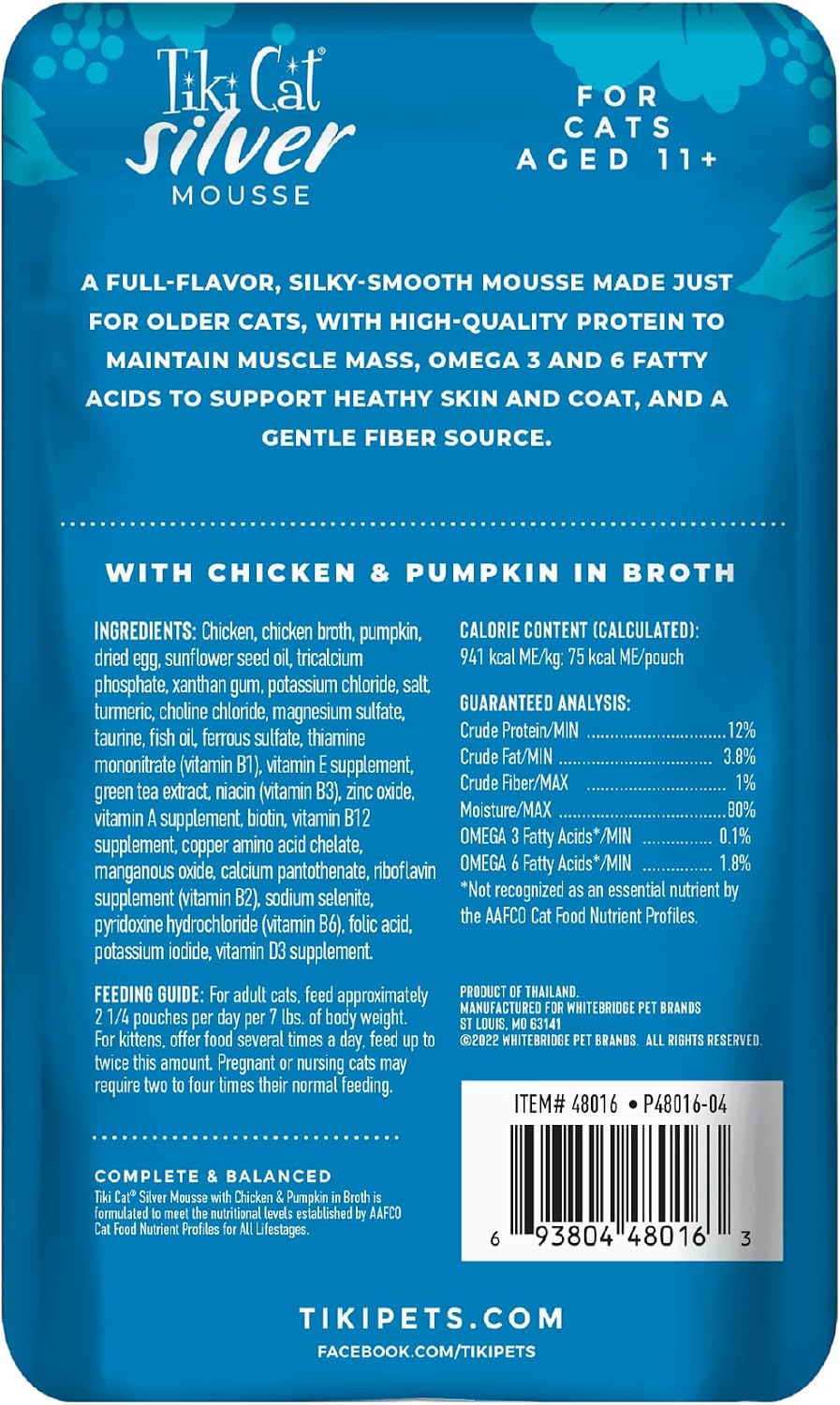 Tiki Cat Silver chicken and pumpkin pouch packaging