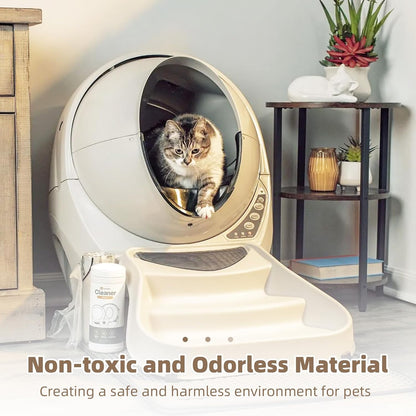 Close up view of the dense black charcoal material for litter box freshness.