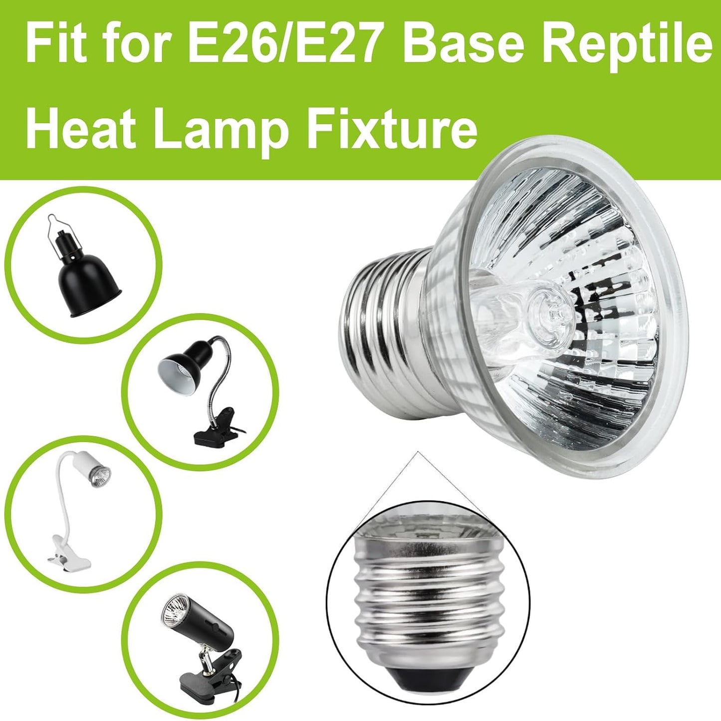 SCNNC full spectrum reptile basking bulb showing the standard E27 screw base.
