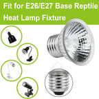 Yegrueb dual spectrum reptile basking bulb installed in ceramic dome fixture.