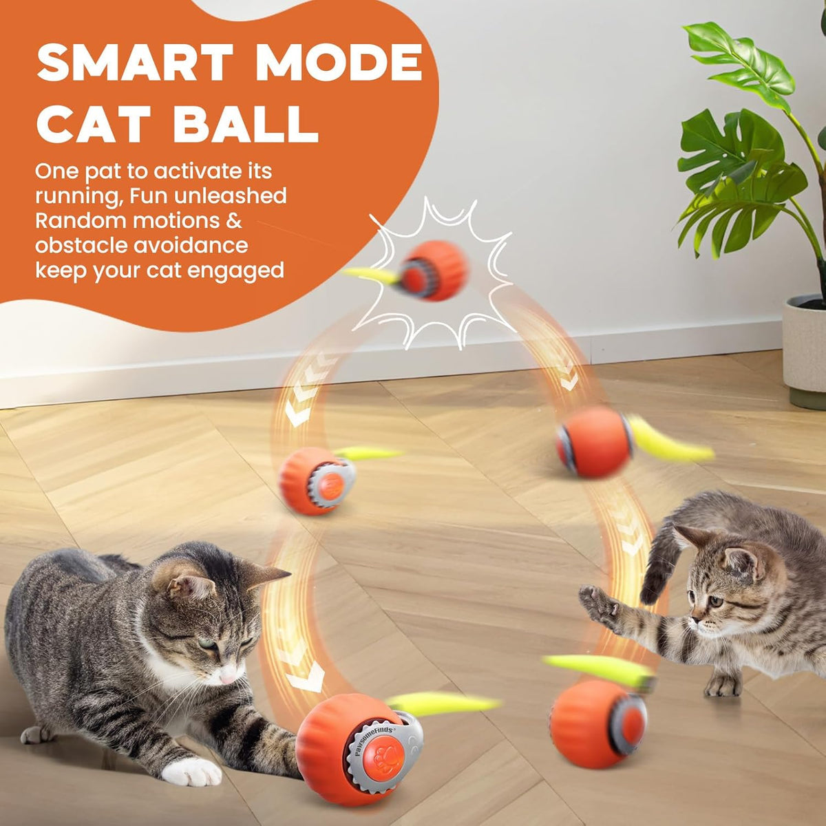 PawsomeFinds smart moving cat toy with feather tail