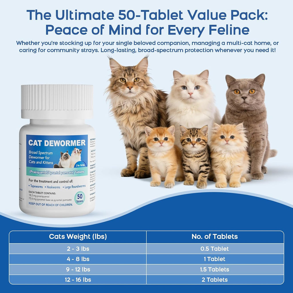 Authentic Morvequa cat dewormer bottle label detail with instructions for tapeworm and roundworm treatment