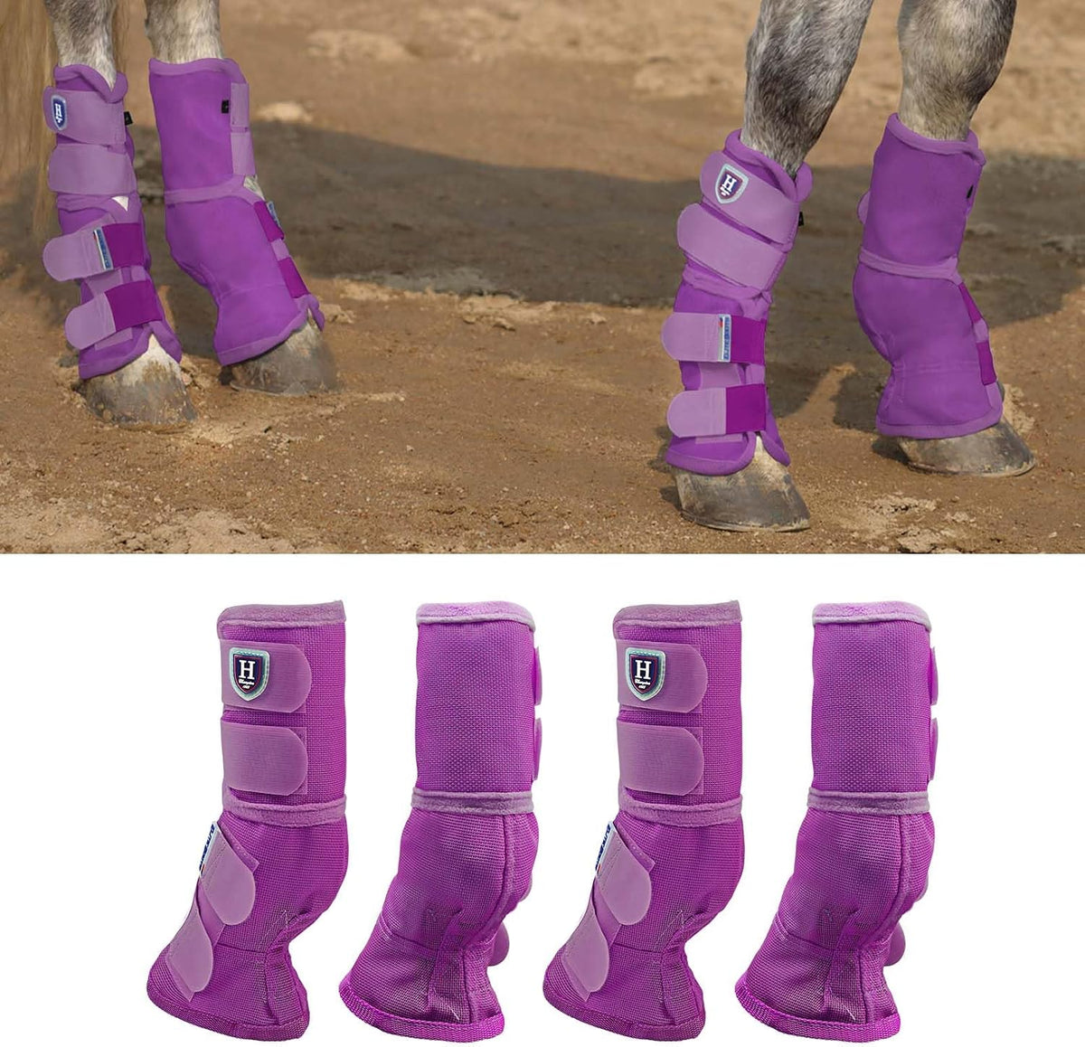 Harrison Howard Horse Fly Boots Perfect Contoured Fit Leg Guards Dense Mesh Boots with Ventilated Comfort Reliable Protection from Summer Elements Set of 4 Mint L - Image 15