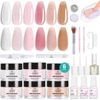 Beetles dip powder nail kit front view with 6 color jars and tools