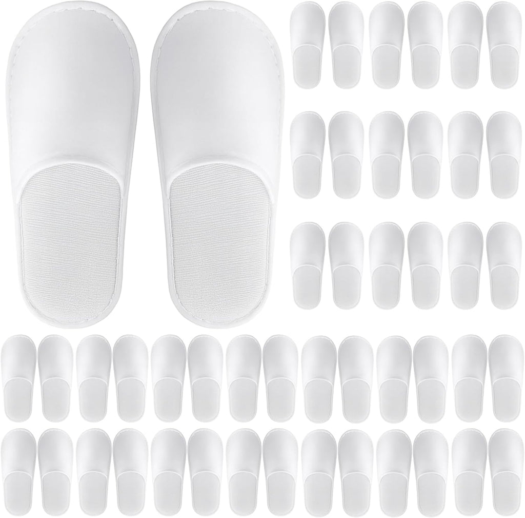 Celmuron 24 pairs disposable guest slippers white top view