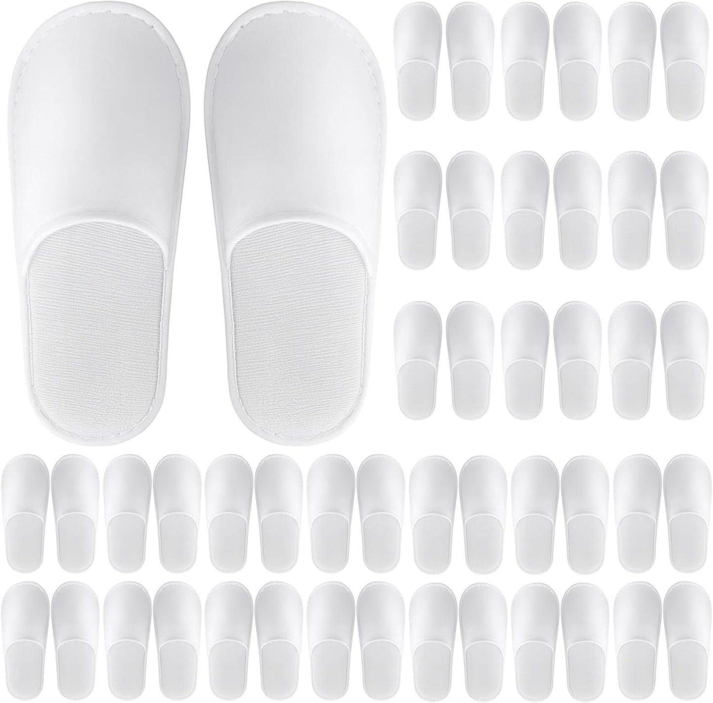 Celmuron 24 pairs disposable guest slippers white top view
