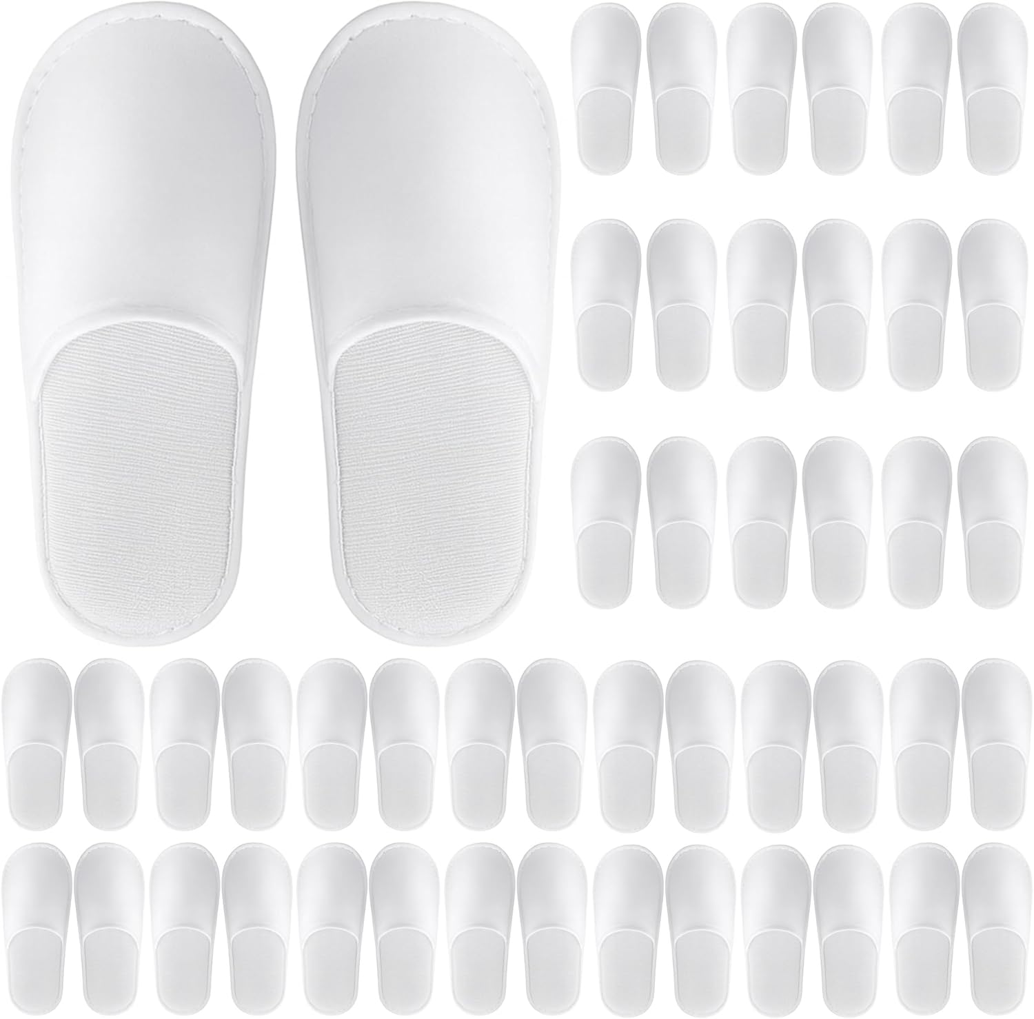 Celmuron 24 pairs disposable guest slippers white top view