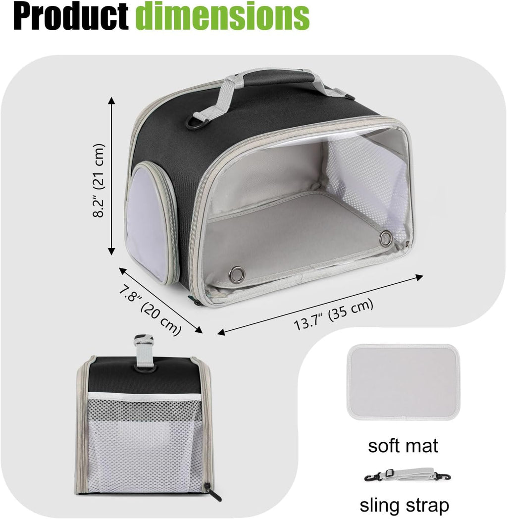 WEVONIGU Scratch-Resistant Bearded Dragon Backpack Foldable Gecko Carrier Ventilation Travel Bag with Clear View Window Dual Carry Cage Options for Travel Hiking & Vet Visits - Image 2
