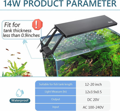 Hygger LED light installed on a small planted aquarium