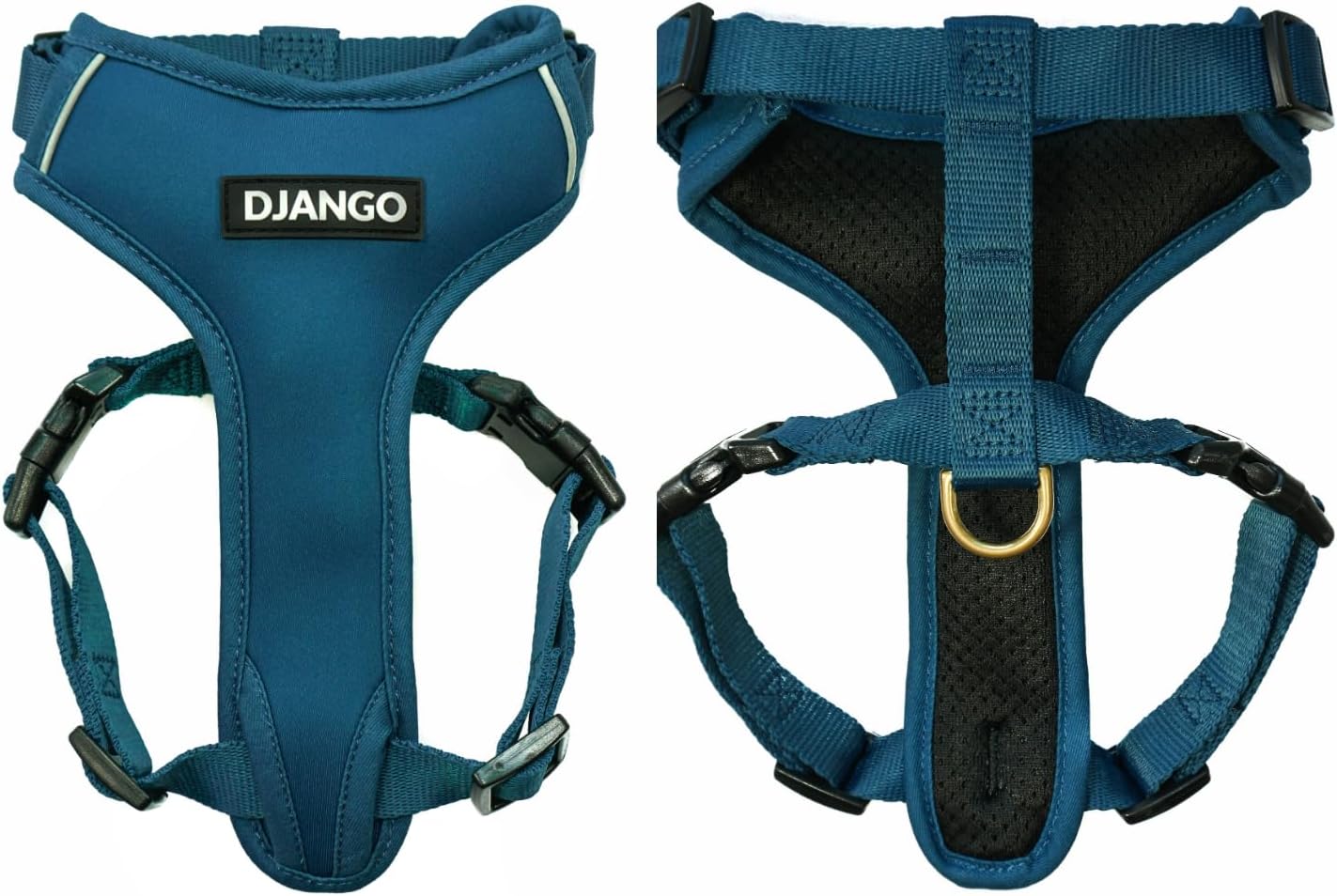 DJANGO Adventure Dog Harness - Stylish Medium Dog Harness for Outdoor Adventures and Everyday Wear - Dandelion Yellow Neoprene Adjustable Harness for Dogs with Reflective Piping and Solid Brass D-ring - Image 10