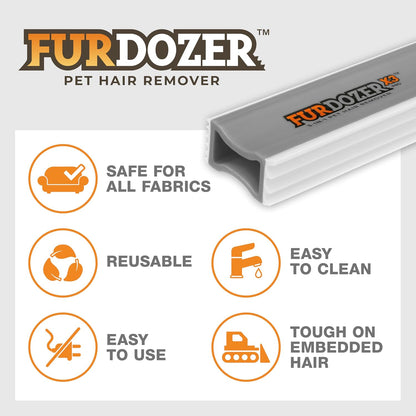 FurDozer X3 Pro removing cat hair from fabric couch