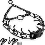 Mr. Beefoo dog prong training collar front view for leash pulling correction