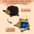 Five colorful squeaky hedgehog toys for dogs