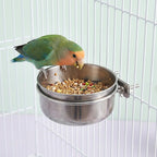 3 Pcs Stainless Steel Bird Feeding Cups with Clamp Holder - Birdcage Food Water Dish Bowls for Cockatiel Parakeet Macaw Finches Lovebirds Small Animals - Image 4