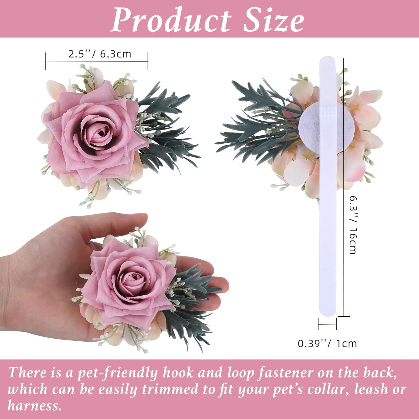 Removable floral bow tie for small dog collars