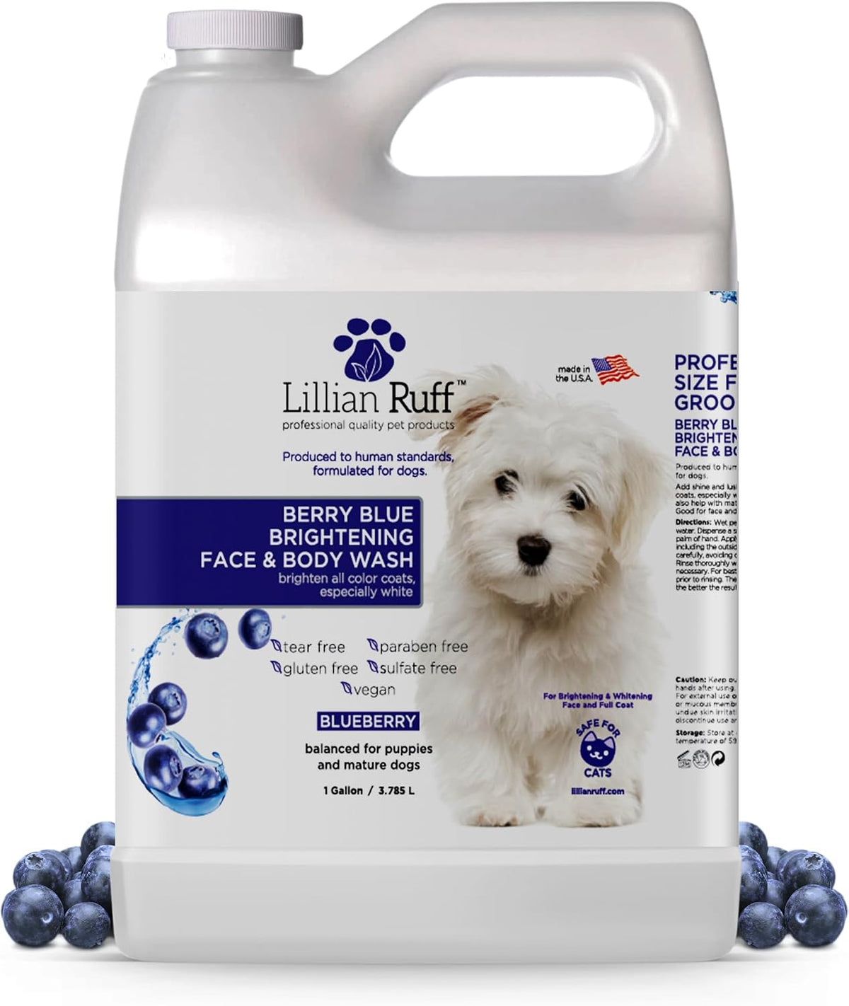 Lillian Ruff PRO Formula Berry Blue Brightening Pet Shampoo - Ultra-Hydrating Professional Whitening Dog Shampoo, Vivid Show-Quality Coat Enhancer, Tear Stain & Odor Eliminator With ProVitamin B5 16oz - Image 9