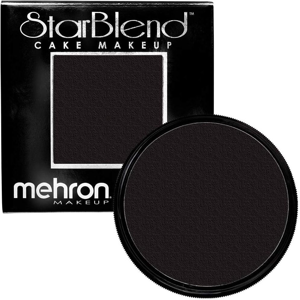 Mehron StarBlend Cake Makeup professional black face paint front view compact