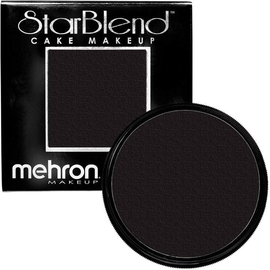 Mehron StarBlend Cake Makeup professional black face paint front view compact