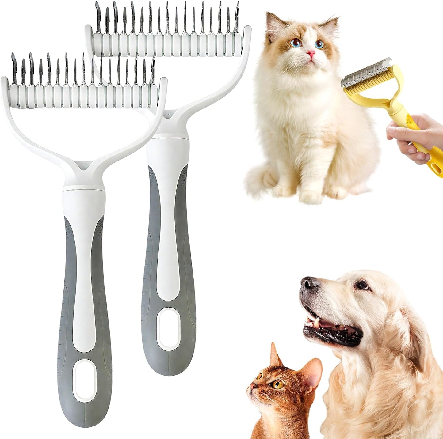 Double-Sided Pet Grooming Brush for Dogs and Cats, 2026 New Dog Deshedding Brush, Dematting Comb Removes Tangles Knots and Loose Fur, Ergonomic Pet Grooming Tool (Blue) - Image 11
