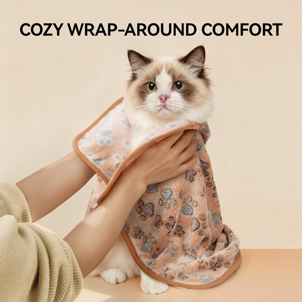LINENLUX machine washable pet blankets spread out to display the full dimension details.