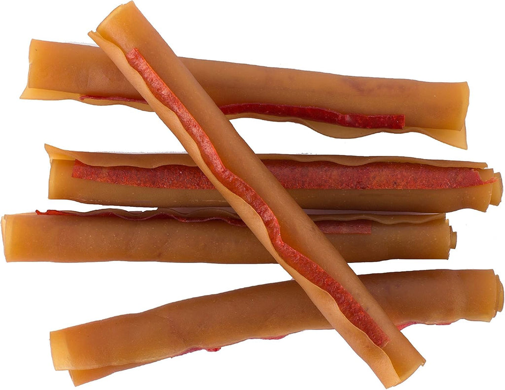 Close up of SmartBones dog chews showing peanut butter and chicken layers