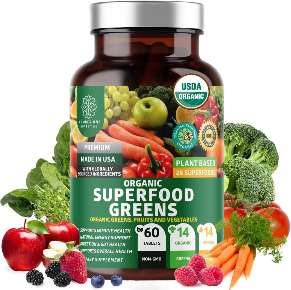 Number One Nutrition Organic Superfood Greens bottle front view