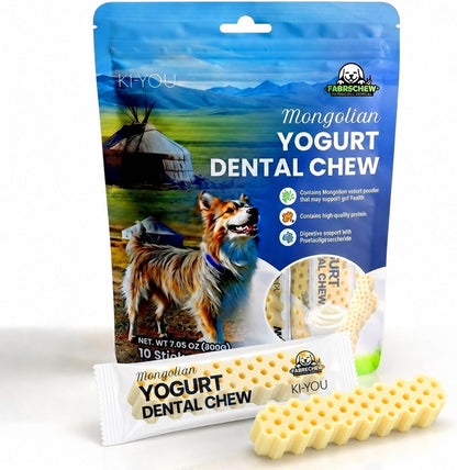 FabreChew KIYOU Mongolian Yogurt dog dental chew pack front view