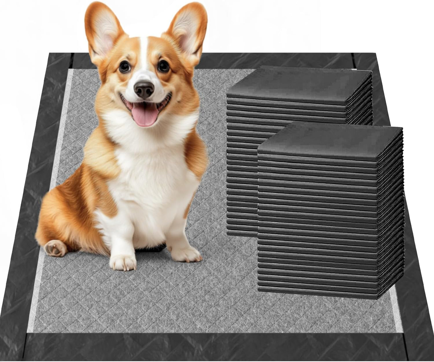 Charcoal Puppy Pads 28x34 Inches Extra Large Dog Pee Pads Odor-Control & Leak-Proof Disposable Pet Training Black New Edge-Wrapping Thicken Potty Pad for Dogs, Cats, Rabbits (30 Pieces) - Image 9