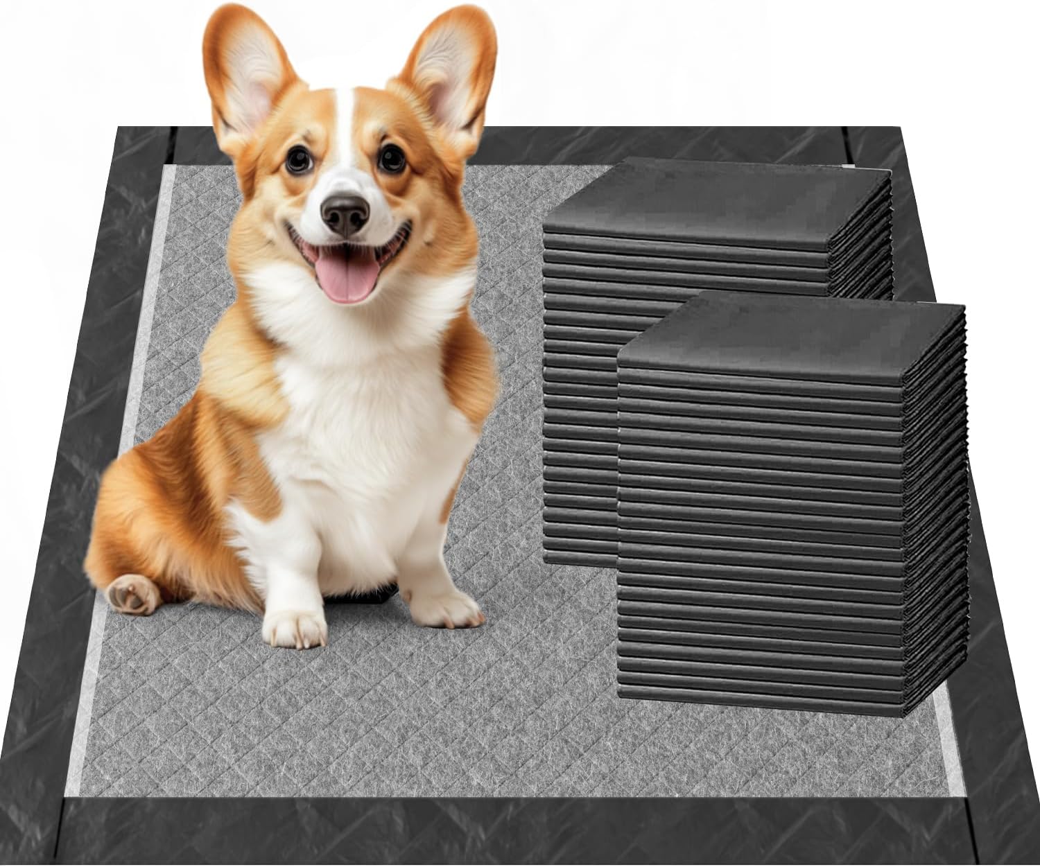 Charcoal Puppy Pads 28x34 Inches Extra Large Dog Pee Pads Odor-Control & Leak-Proof Disposable Pet Training Black New Edge-Wrapping Thicken Potty Pad for Dogs, Cats, Rabbits (30 Pieces) - Image 9