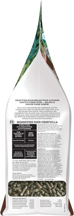 Nutritional information panel on oxbow garden select chinchilla bag