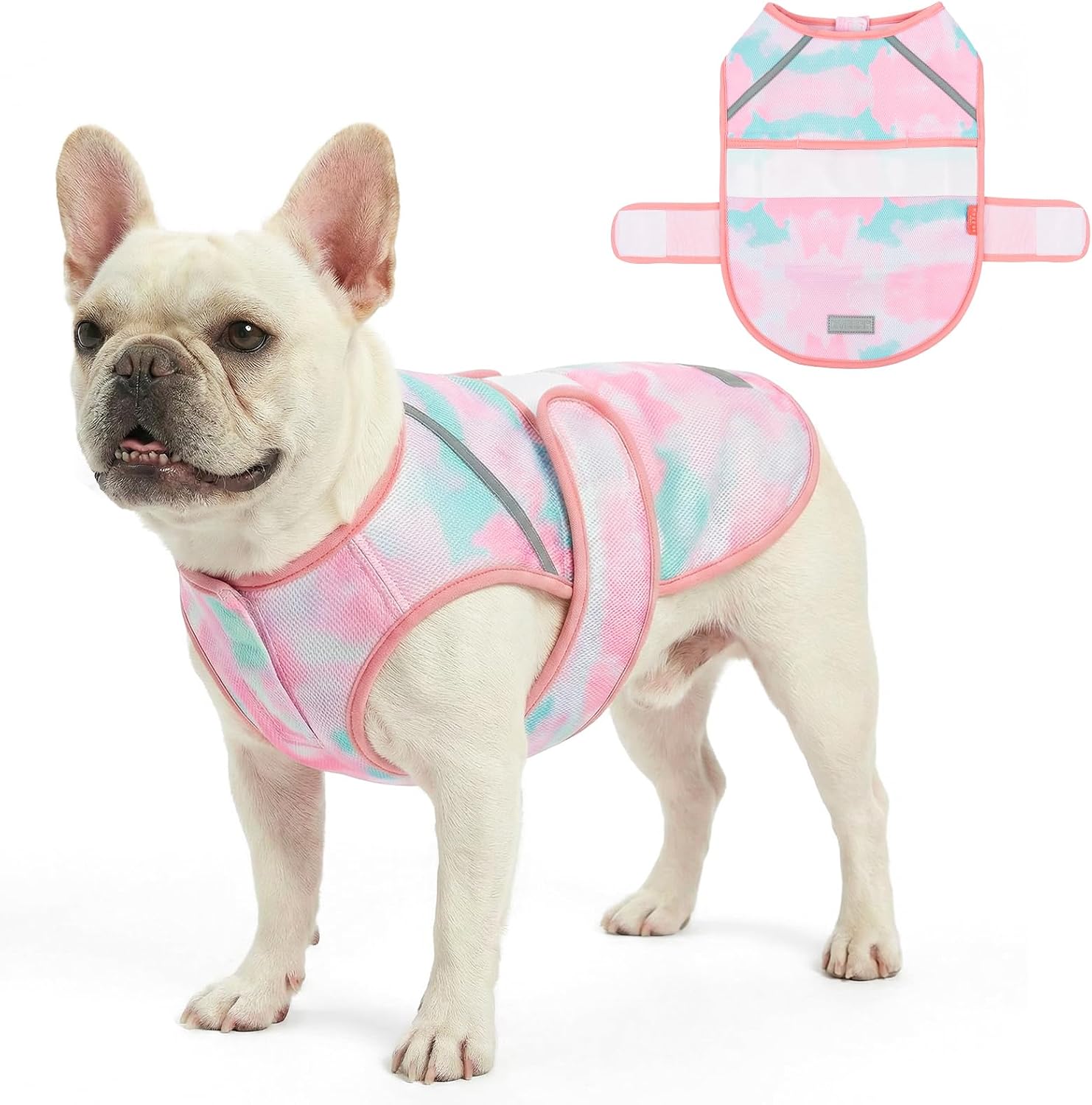 KYEESE Dog Cooling Vest, Lightweight Dog Cooler Jacket, 3D Breathable Mesh Pet Cooling Shirts for Summer with Reflective Stripe, Sun Protection Pet T Shirt for Beach, Hiking, Walking, Purple, L - Image 11