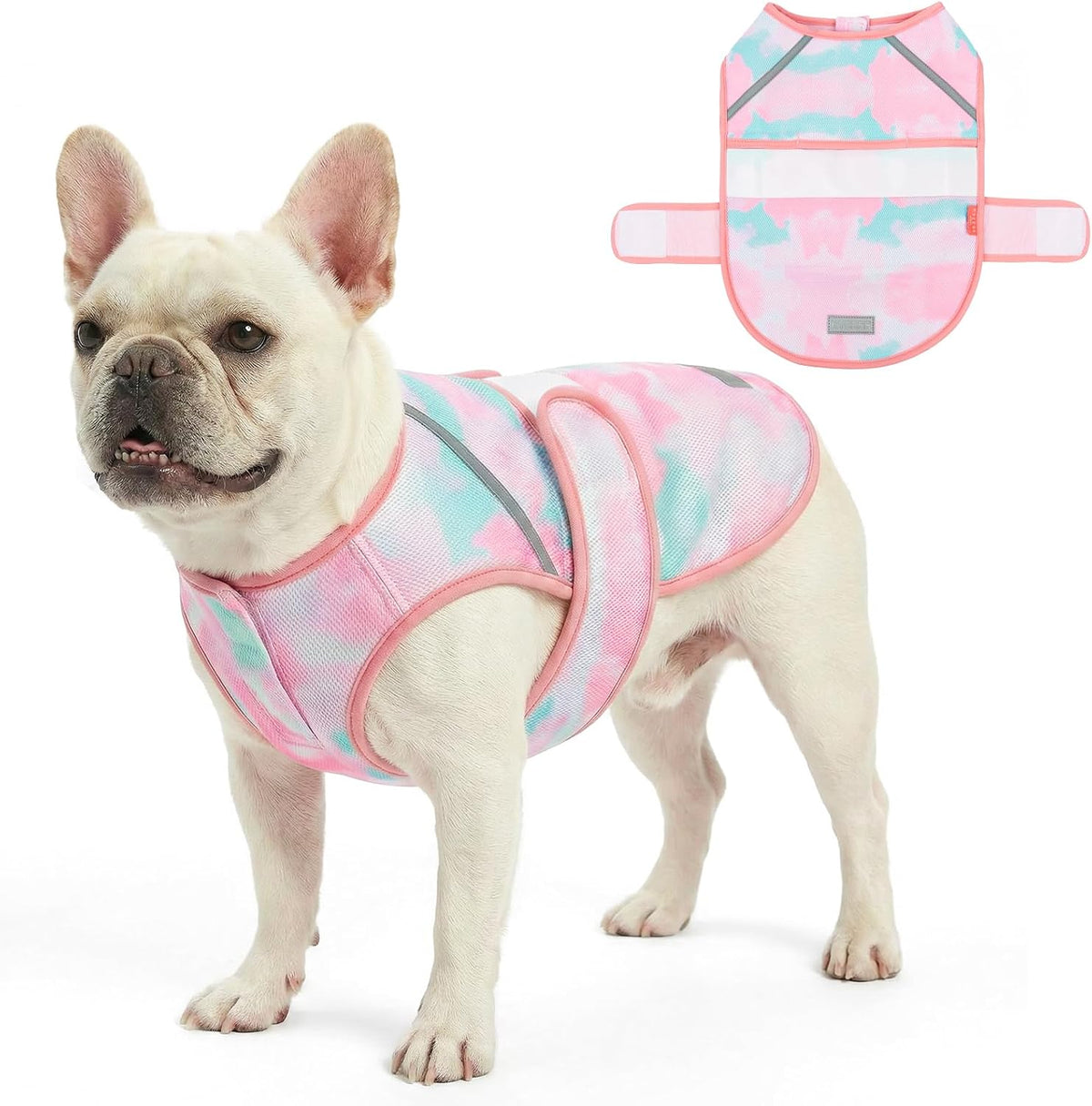 KYEESE Dog Cooling Vest, Lightweight Dog Cooler Jacket, 3D Breathable Mesh Pet Cooling Shirts for Summer with Reflective Stripe, Sun Protection Pet T Shirt for Beach, Hiking, Walking, Purple, L - Image 11
