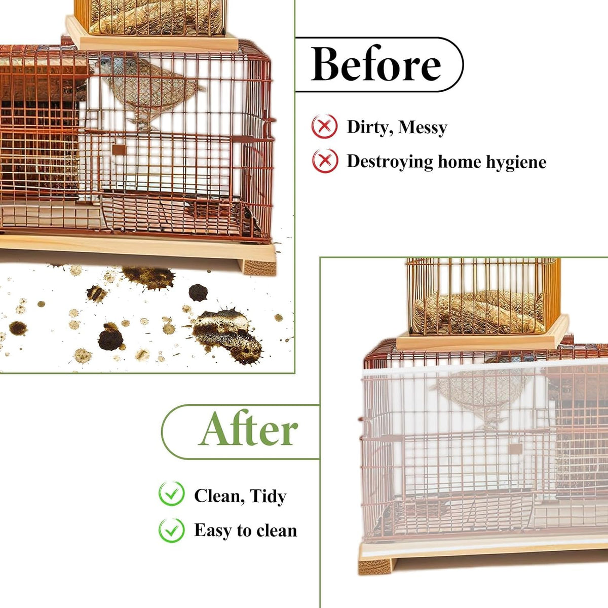 Elastic top and bottom band detail on bird cage net