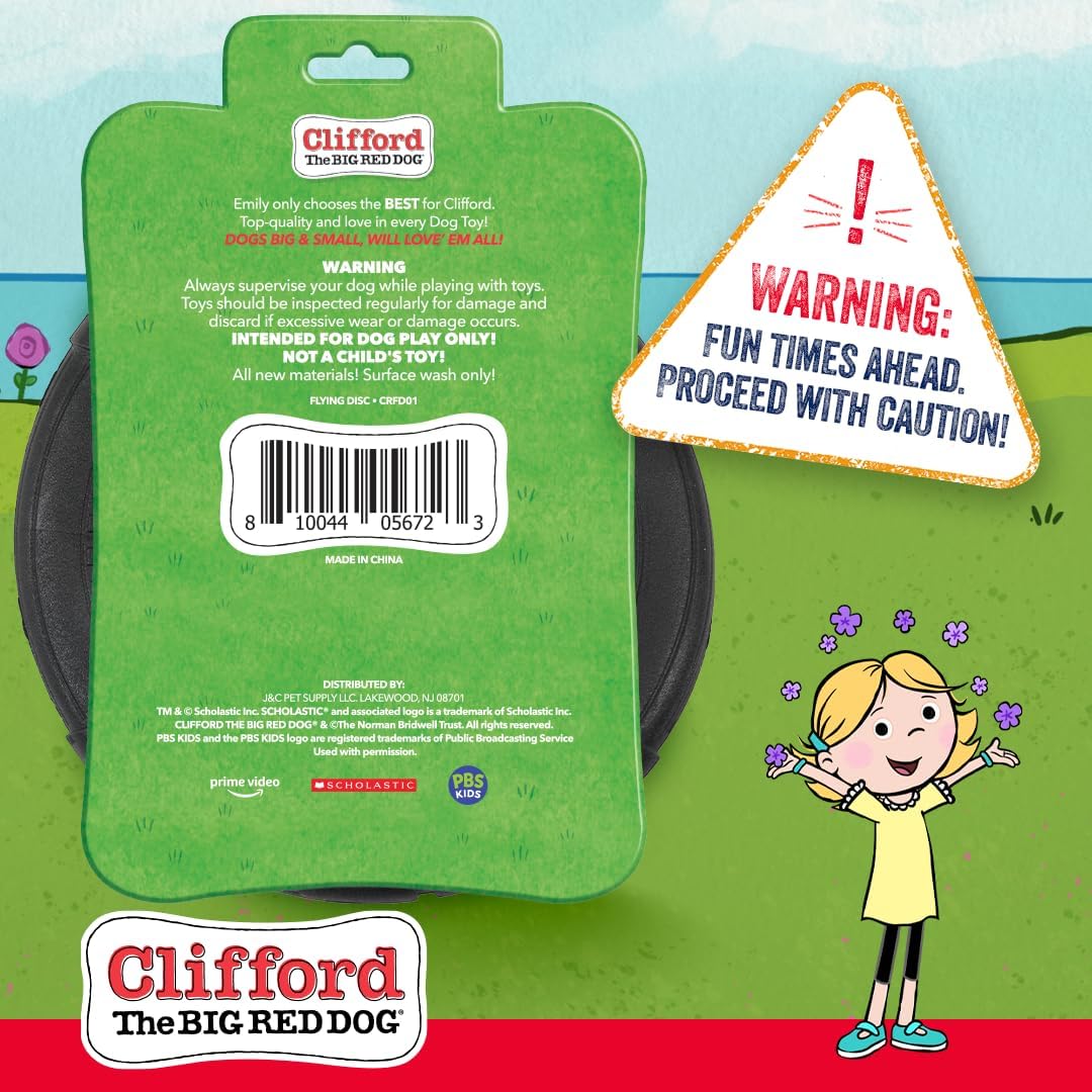 Waterproof Clifford dog disc floating in water