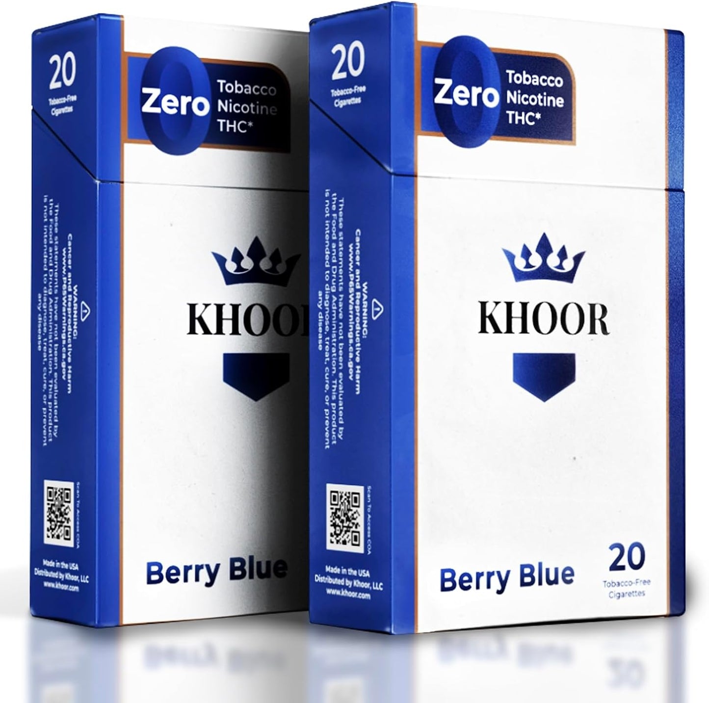 KHOOR Herbal Cigarettes Berry Blue 2 Pack front view tobacco free substitute