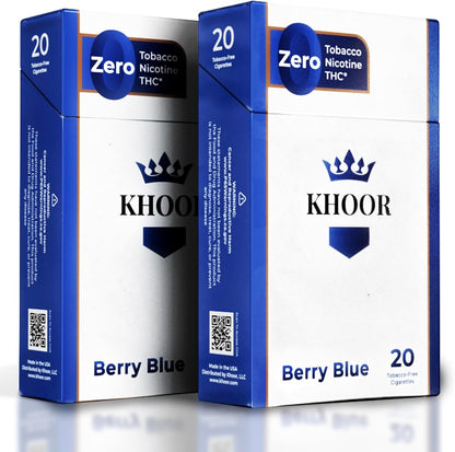 KHOOR Herbal Cigarettes Berry Blue 2 Pack front view tobacco free substitute