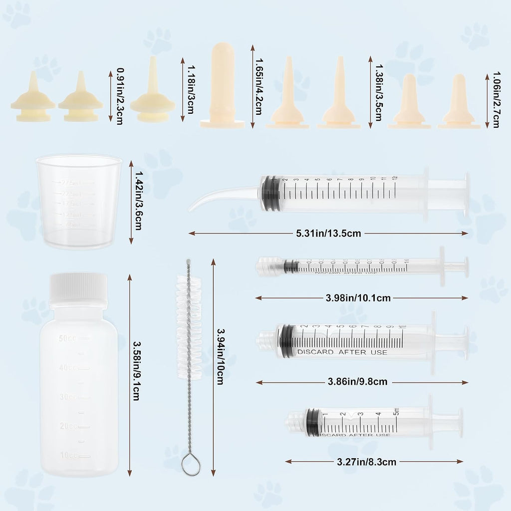 GLIDESMOOTH small animal nursing bottle with formula measuring cup and cleaning brush