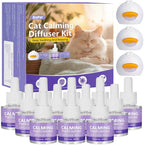 A relaxed domestic cat sitting near the operating OcePor calming pheromone diffuser.