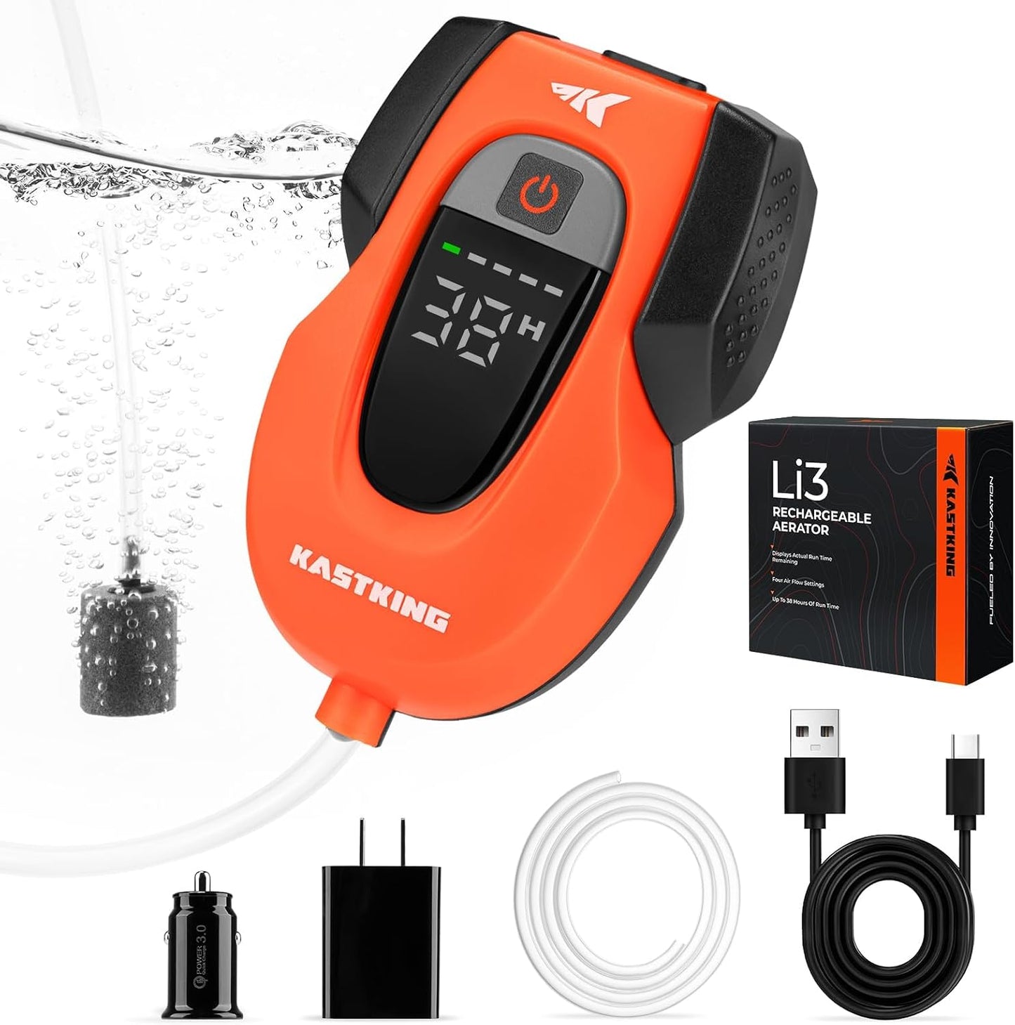 KastKing Li3 Rechargeable Live Bait Aerator Pump front view