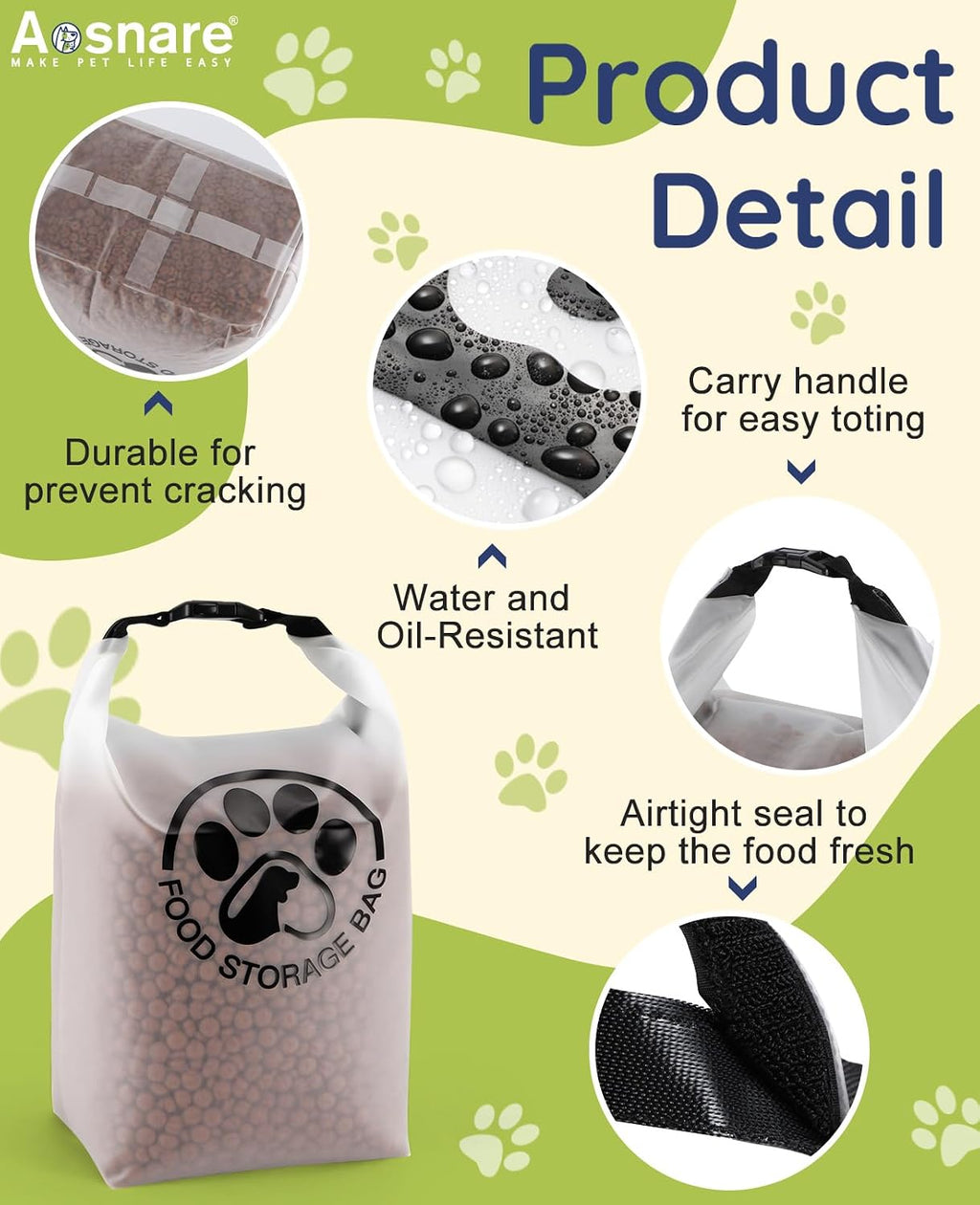 Compact Aosnare food storage bag for camping and outdoor trips